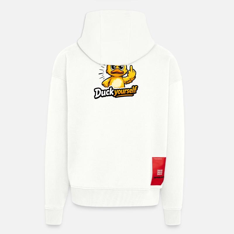 Canard coquin avec de l’attitude - Veste à capuche bio épaisse oversize fabriqué en UE - OFF WHITE