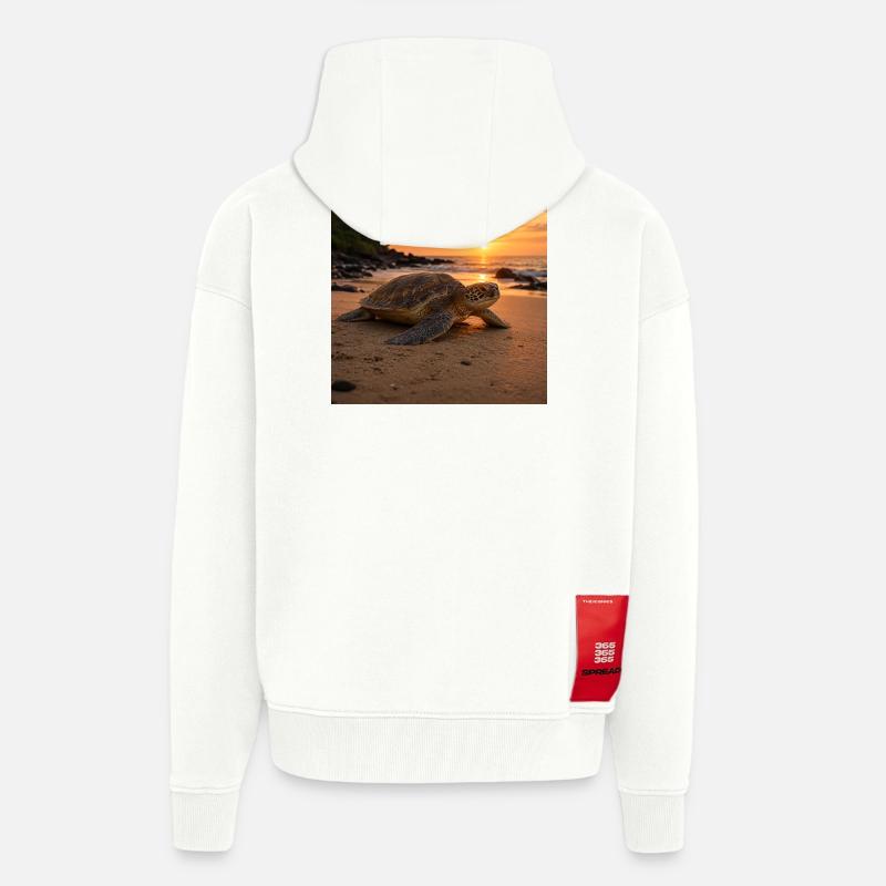 Sunset sea turtle - Zip Hoodie - made by SPREAD - OFF WHITE