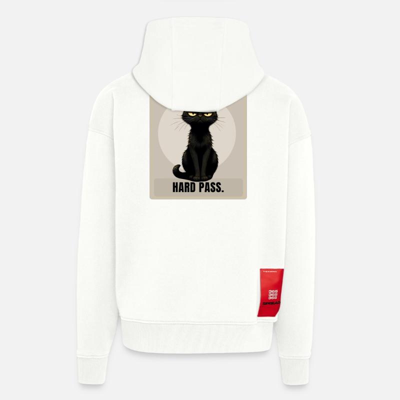 HARD PASS Sarcastic Black Cat Design - Zip Hoodie - made by SPREAD - OFF WHITE