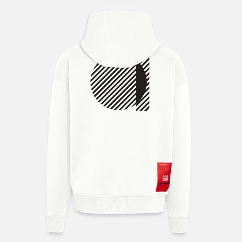 Diagonal Stripe Circle Abstract - Zip Hoodie - made by SPREAD - OFF WHITE
