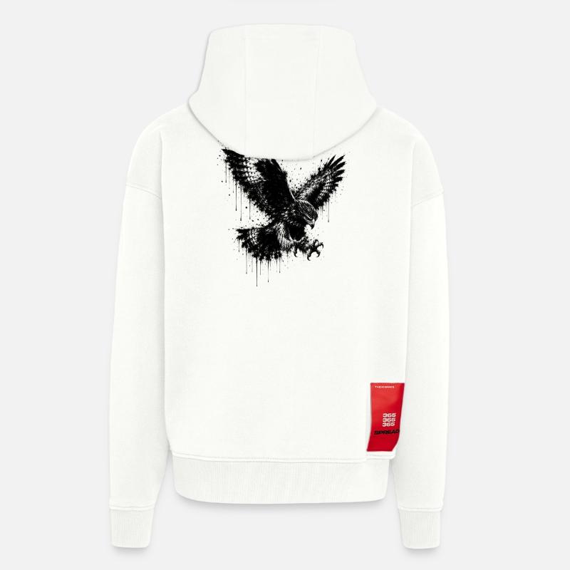 Éclaboussures d’aigle - Veste à capuche bio épaisse oversize fabriqué en UE - OFF WHITE