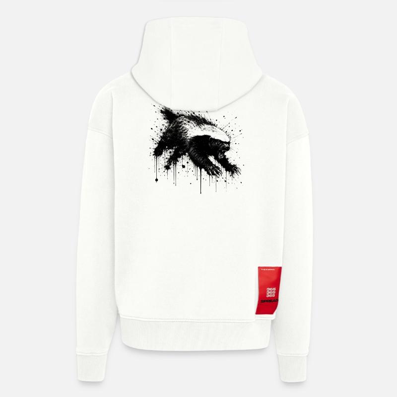 Honigdachs Splatter - Zip Hoodie - made by SPREAD - OFF WHITE