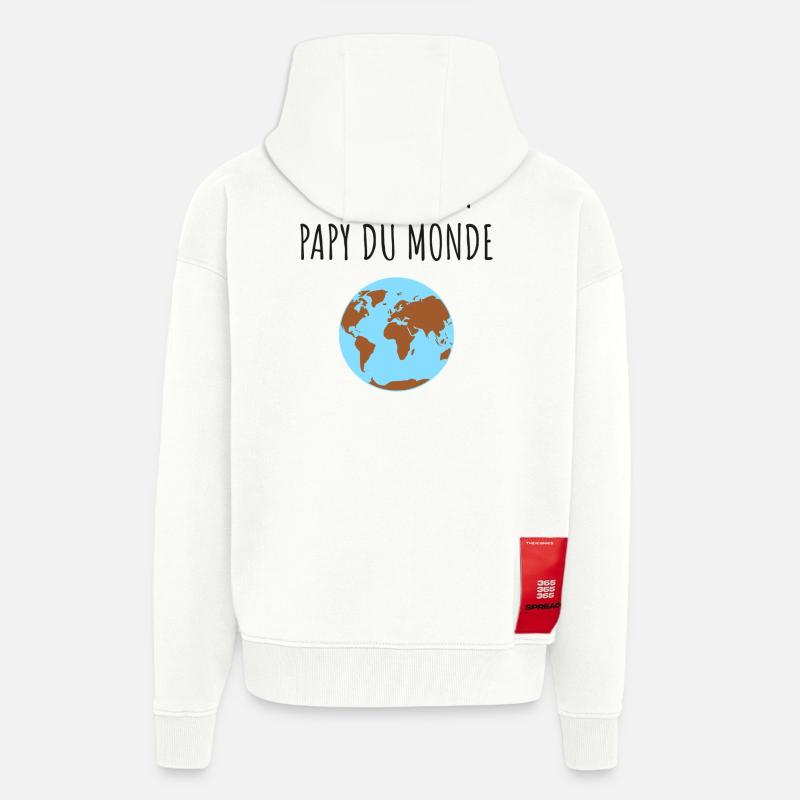 Meilleur Papy Globe - Veste à capuche bio épaisse oversize fabriqué en UE - OFF WHITE