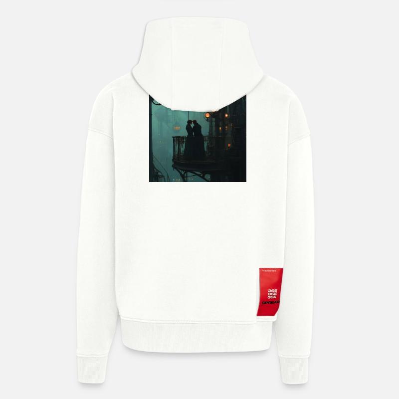 Château à vapeur de la cohésion - Veste à capuche bio épaisse oversize fabriqué en UE - OFF WHITE