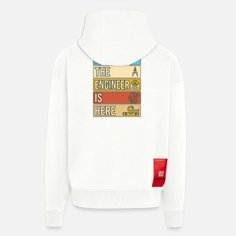 Relax The Engineer Is Here Retro Gift - Zip Hoodie - made by SPREAD - OFF WHITE