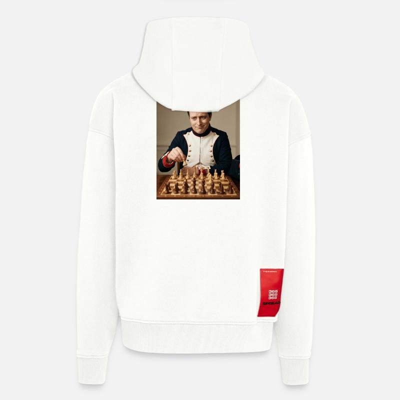 Napoléon joue aux échecs. - Veste à capuche bio épaisse oversize fabriqué en UE - OFF WHITE