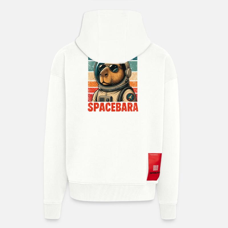 Spacebara Capybara Astronaut Space Retro - Zip Hoodie - made by SPREAD - OFF WHITE