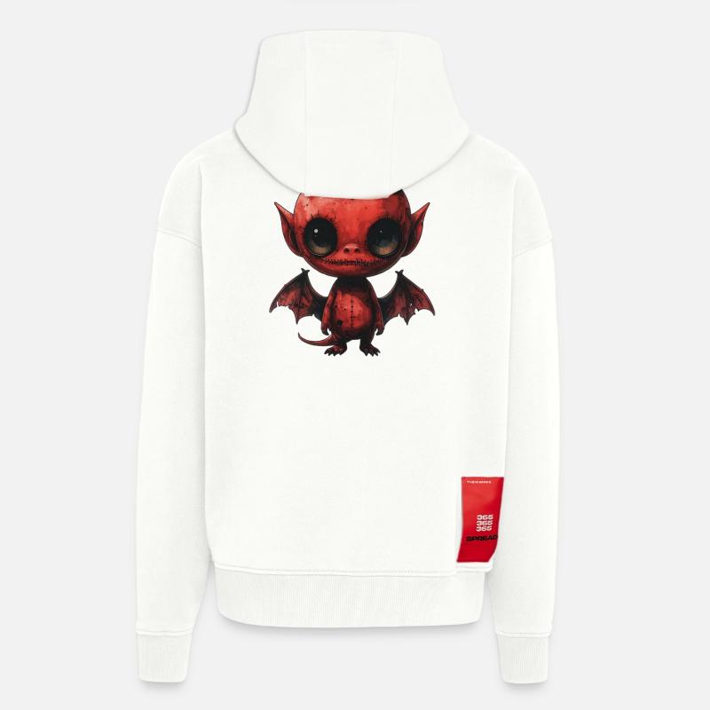 Creepy Cute Red Devil - Zip Hoodie - made by SPREAD - OFF WHITE