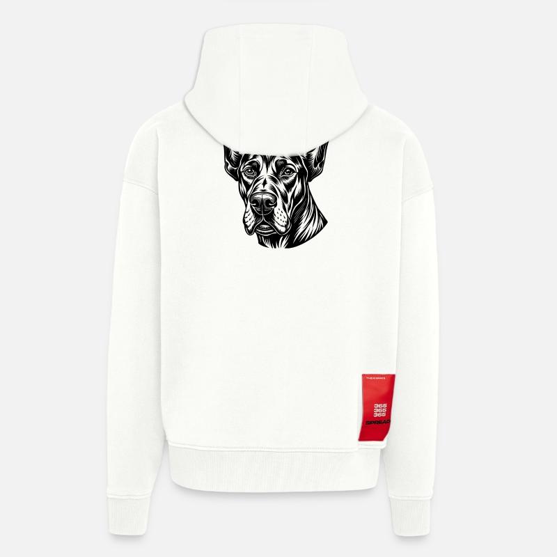 Chien dogue allemand - Veste à capuche bio épaisse oversize fabriqué en UE - OFF WHITE