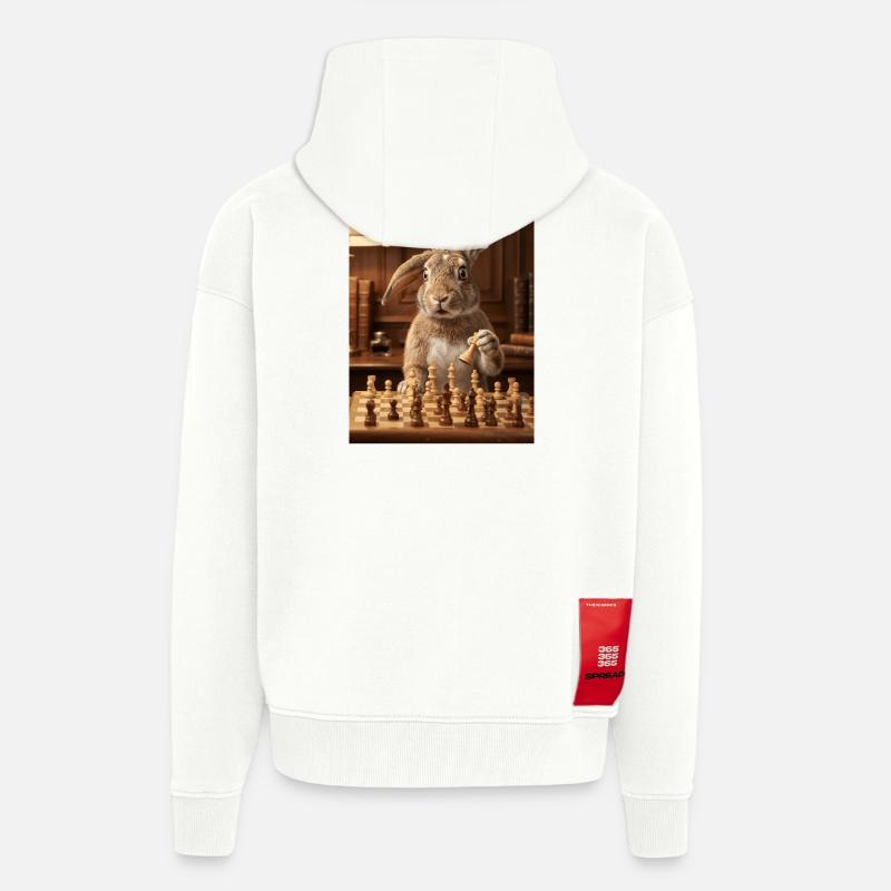 Rabbit playing chess - Zip Hoodie - made by SPREAD - OFF WHITE