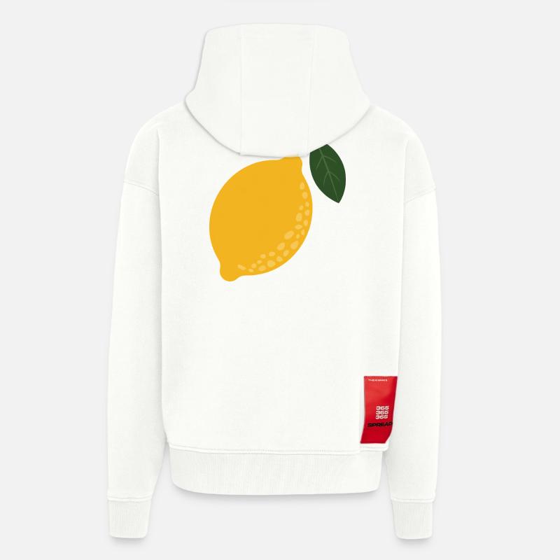 Citron Ensoleillé avec Leaf Duo - Veste à capuche bio épaisse oversize fabriqué en UE - OFF WHITE