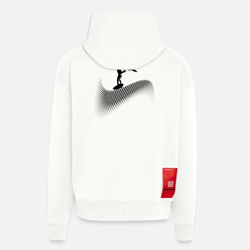 Wingfoiler on wave - Zip Hoodie - made by SPREAD - OFF WHITE