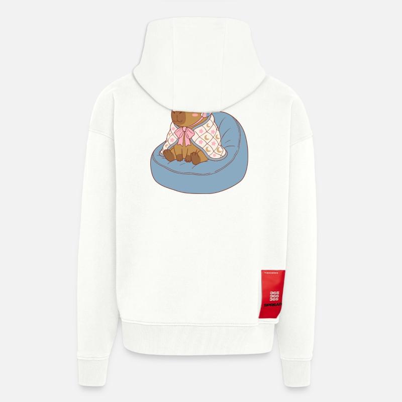 Cuddle Capybara Moonstar Blanket - Kawaii Design - Zip Hoodie - made by SPREAD - OFF WHITE