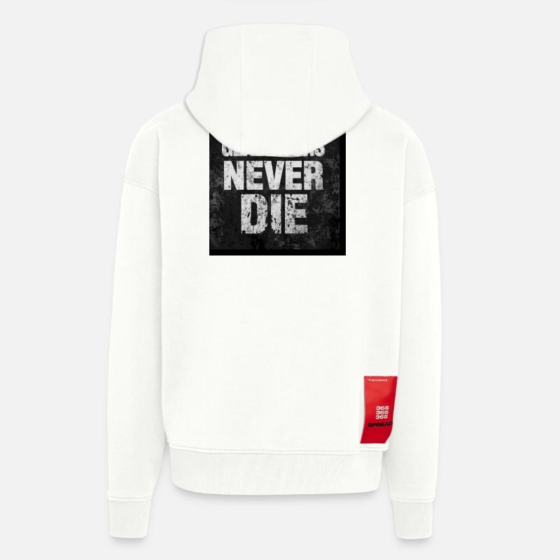 Gladiators Never Die Grunge - Veste à capuche bio épaisse oversize fabriqué en UE - OFF WHITE