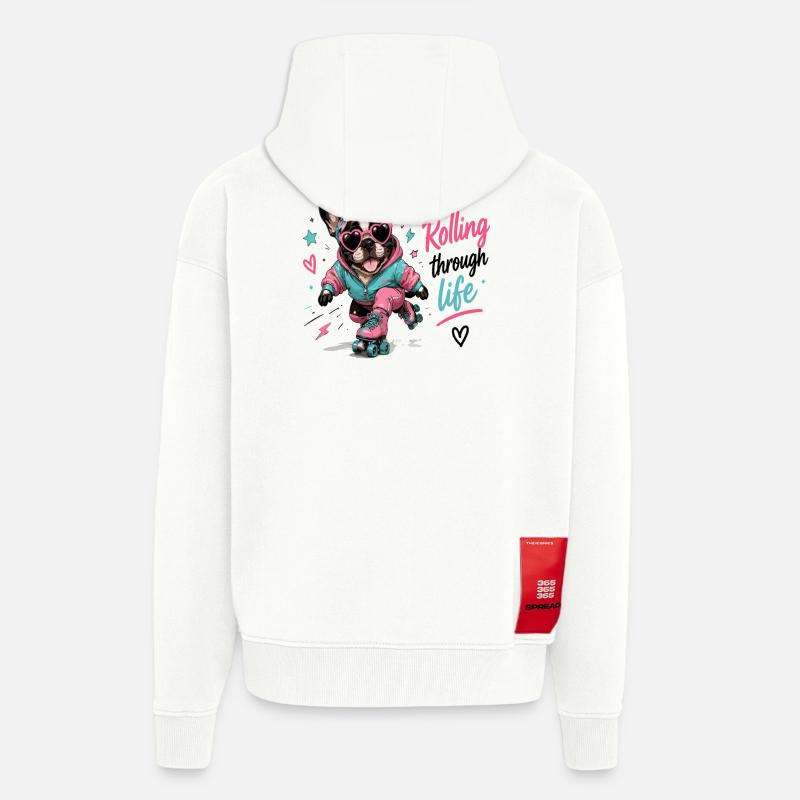 Rollender Hund – Lebensfreude - Zip Hoodie - made by SPREAD - OFF WHITE