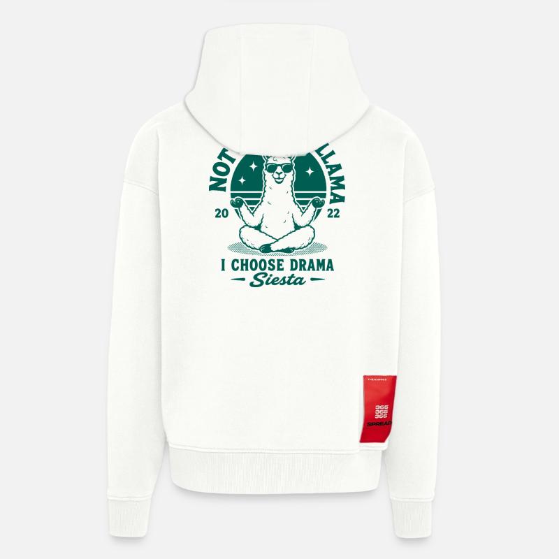 Pas ma sieste prob-llama - Veste à capuche bio épaisse oversize fabriqué en UE - OFF WHITE
