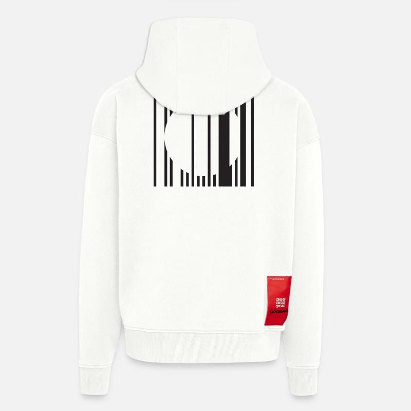 Minimalisme du cercle barré - Veste à capuche bio épaisse oversize fabriqué en UE - OFF WHITE