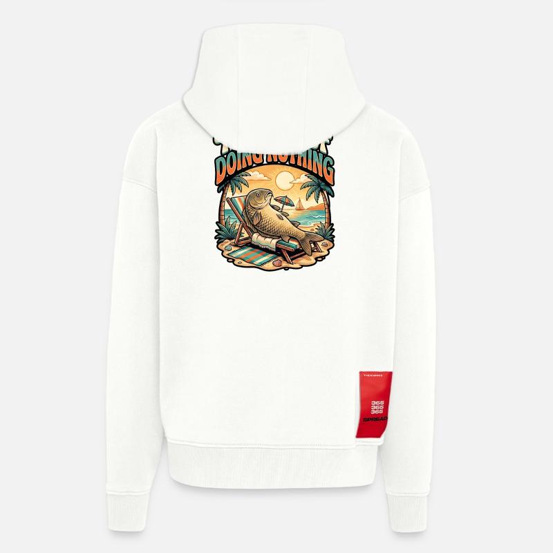 Pêcheur de carpes - Veste à capuche bio épaisse oversize fabriqué en UE - OFF WHITE