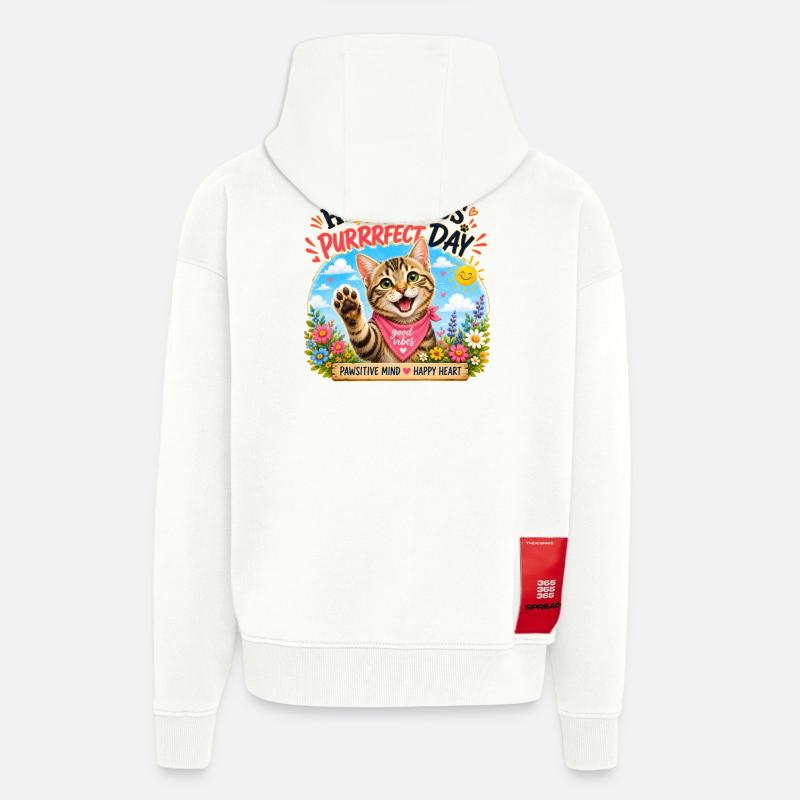Journée de ronrons parfaite - Veste à capuche bio épaisse oversize fabriqué en UE - OFF WHITE