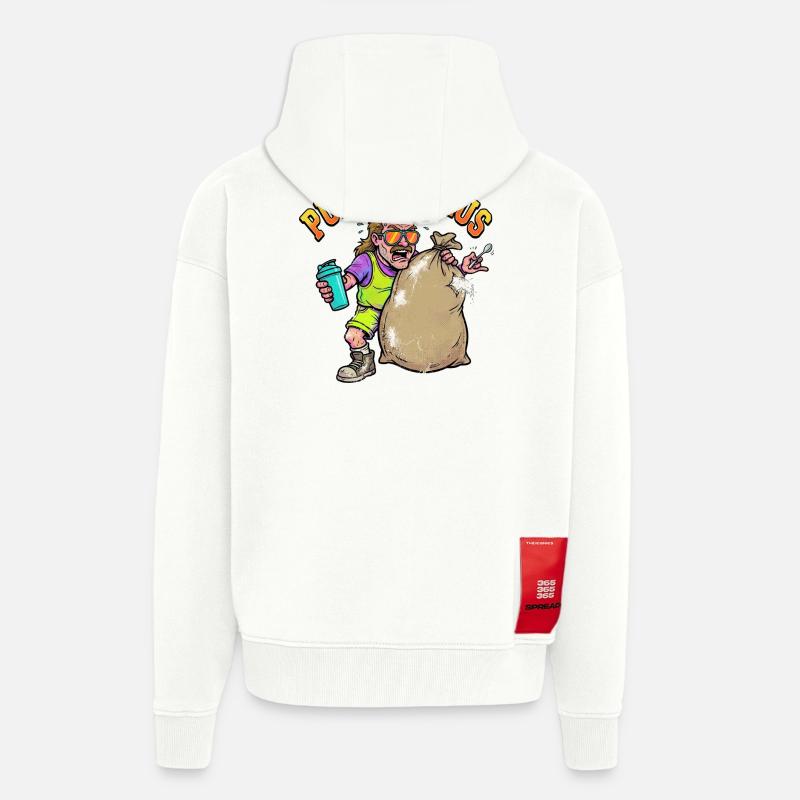 Pulverklaus: Protein oder Zauberpulver Gym - Zip Hoodie - made by SPREAD - OFF WHITE
