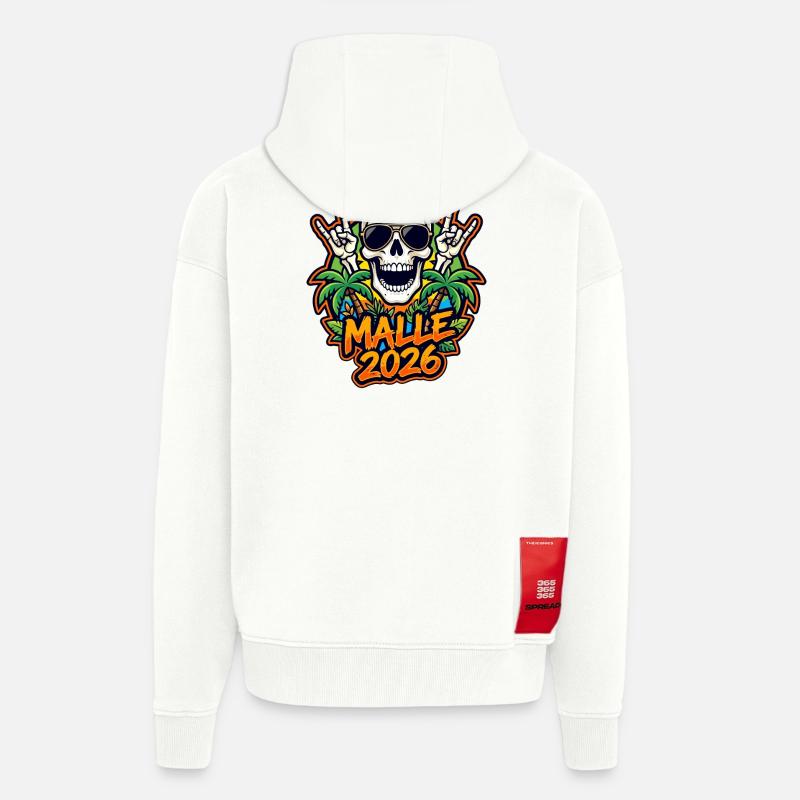 Malle 2026 Skull - Veste à capuche bio épaisse oversize fabriqué en UE - OFF WHITE