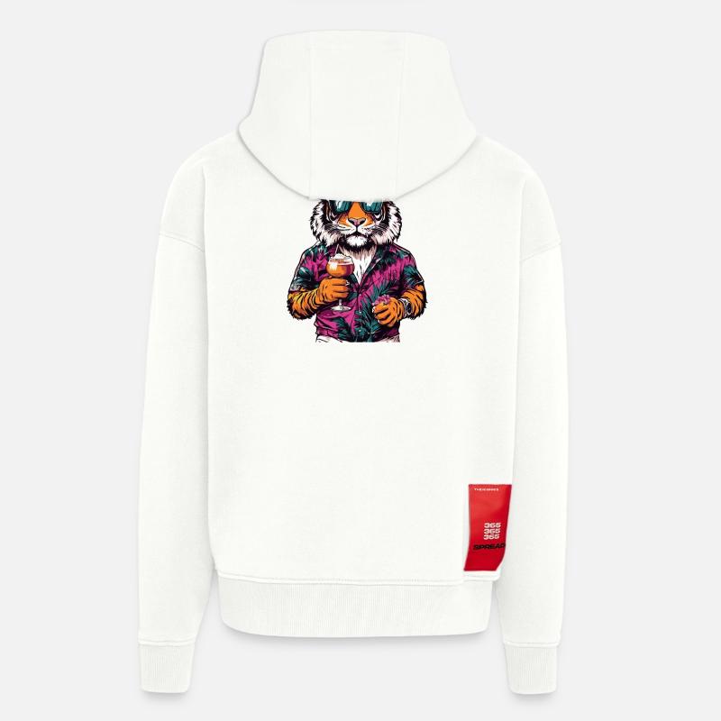 Tiger Comic Sommer - Zip Hoodie - made by SPREAD - OFF WHITE