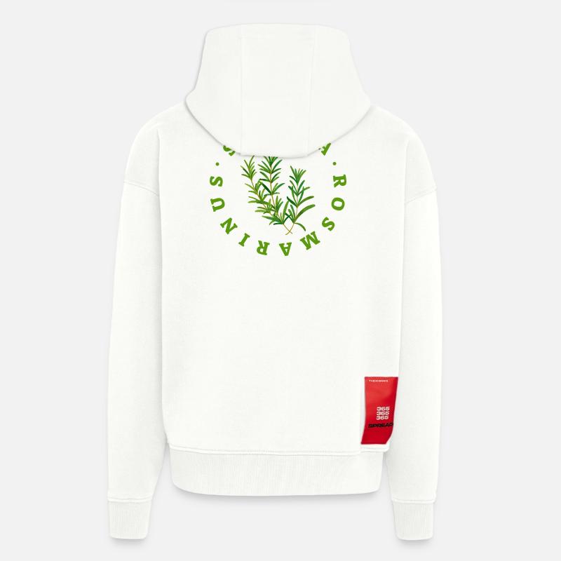 Rosemary Circular Botanical Emblem - Zip Hoodie - made by SPREAD - OFF WHITE