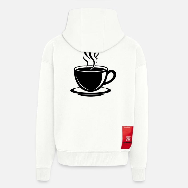 Tasse de café - Veste à capuche bio épaisse oversize fabriqué en UE - OFF WHITE
