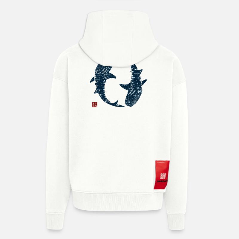 Cercle des requins-baleines - Veste à capuche bio épaisse oversize fabriqué en UE - OFF WHITE