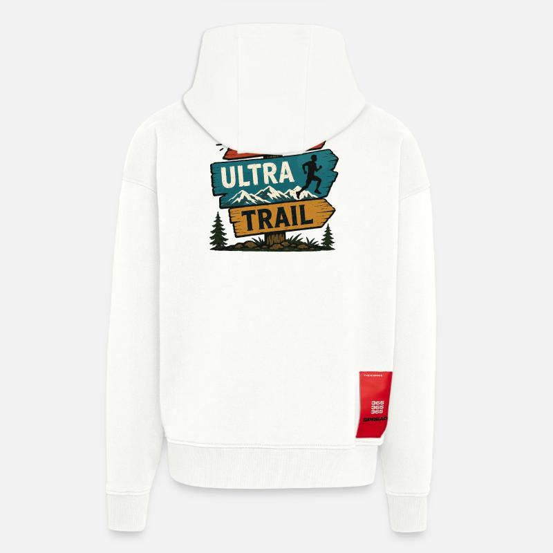 Né pour l’Ultra Trail - Veste à capuche bio épaisse oversize fabriqué en UE - OFF WHITE