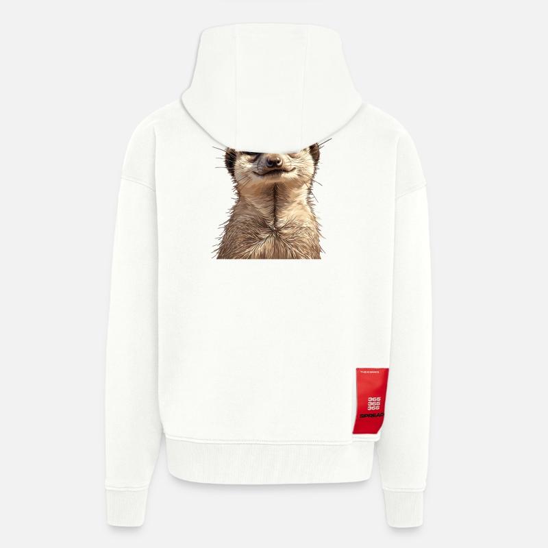 Suricate Erdmännchen - Veste à capuche bio épaisse oversize fabriqué en UE - OFF WHITE