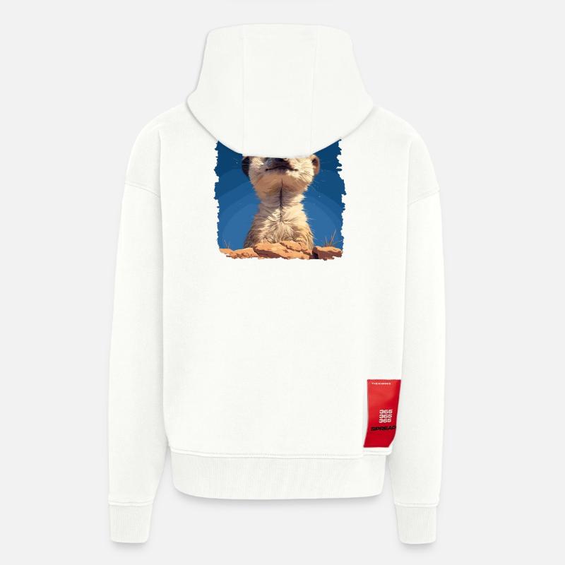 Suricate Erdmännchen - Veste à capuche bio épaisse oversize fabriqué en UE - OFF WHITE