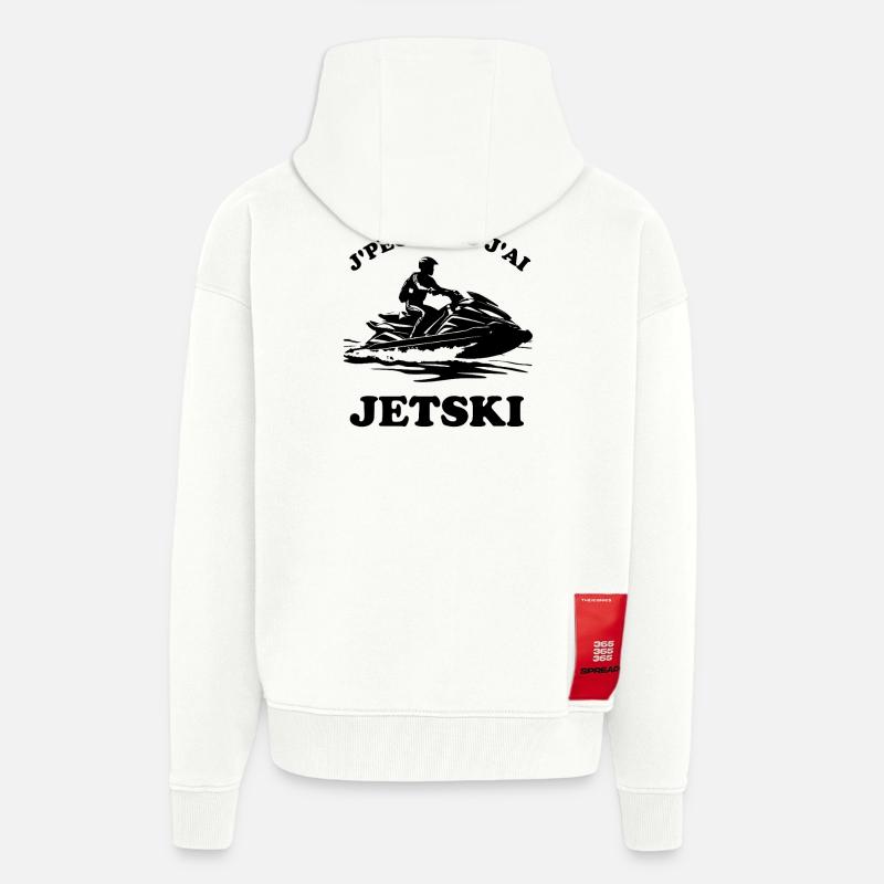 Jpeux pas j'ai JETSKI  - Veste à capuche bio épaisse oversize fabriqué en UE - OFF WHITE