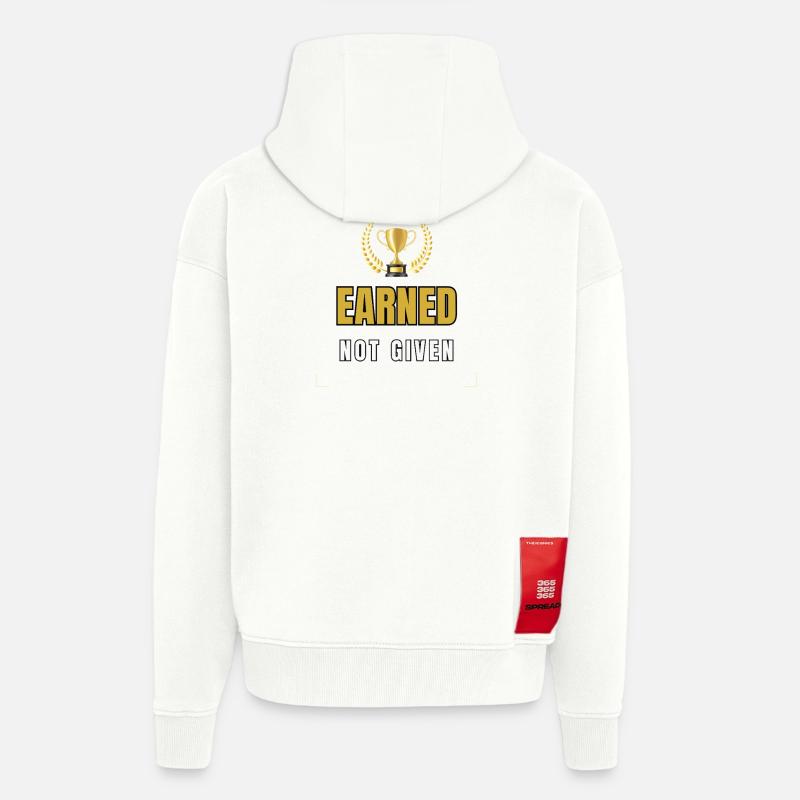 Gagné, non donné - Veste à capuche bio épaisse oversize fabriqué en UE - OFF WHITE