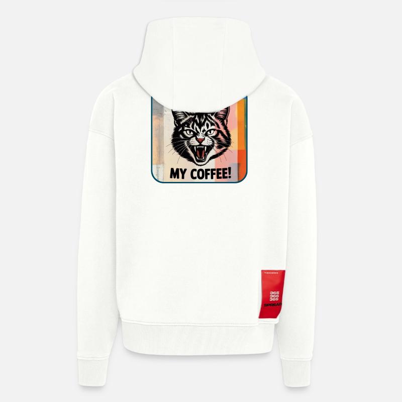 Pas touche ! Mon café - Veste à capuche bio épaisse oversize fabriqué en UE - OFF WHITE