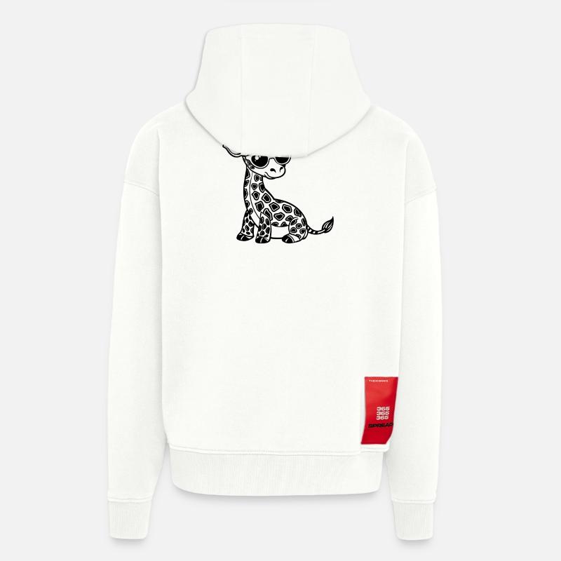 De jolies bébés girafes - Veste à capuche bio épaisse oversize fabriqué en UE - OFF WHITE