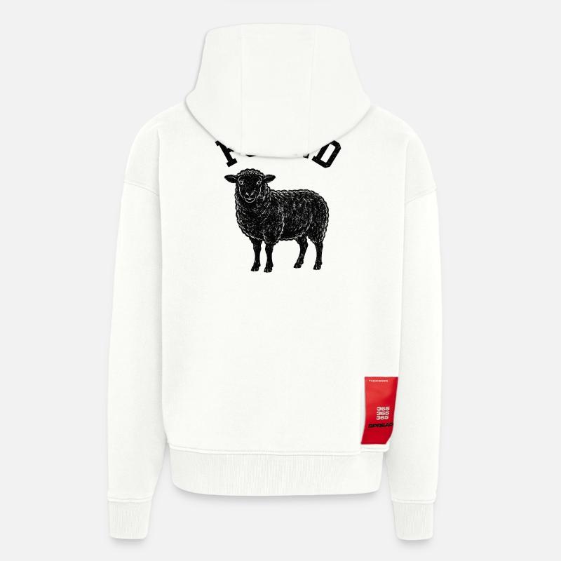Silhouette de mouton trouvée - Veste à capuche bio épaisse oversize fabriqué en UE - OFF WHITE
