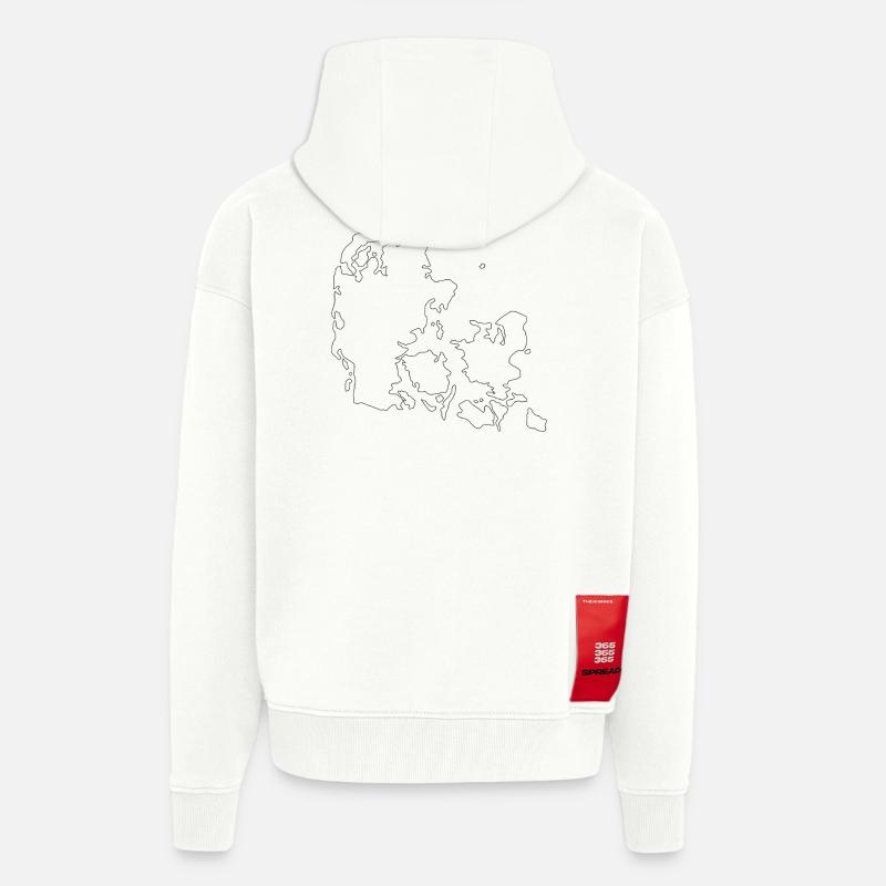 Carte du Danemark - Veste à capuche bio épaisse oversize fabriqué en UE - OFF WHITE