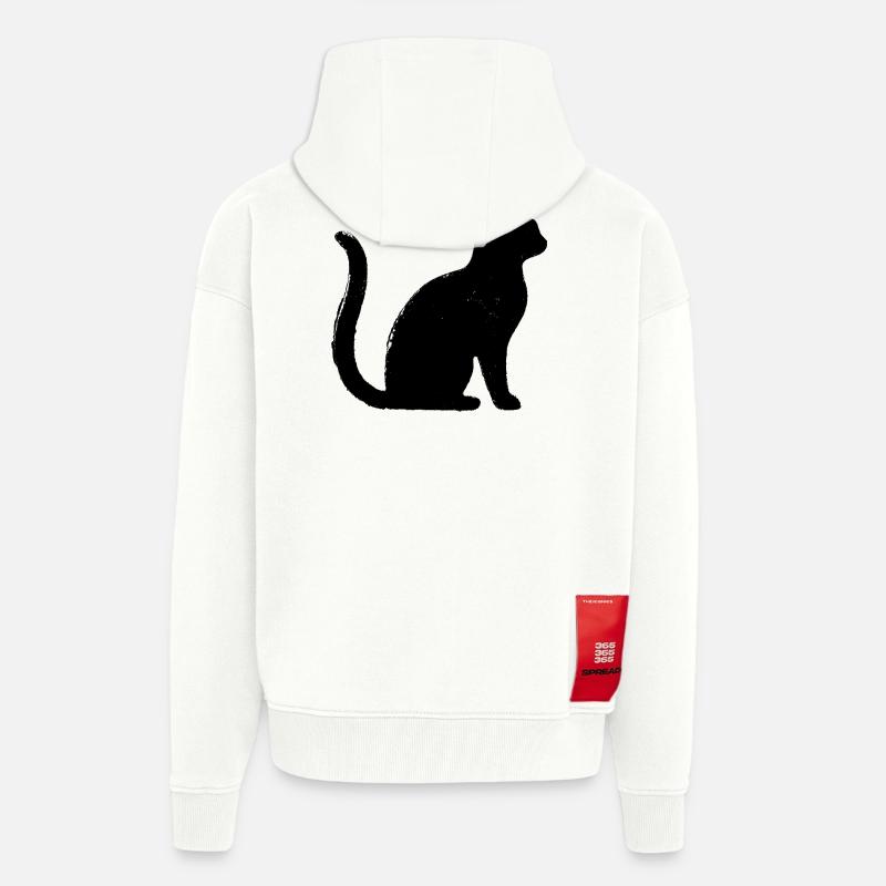 Katze - Silhouette SCHWARZ - Zip Hoodie - made by SPREAD - OFF WHITE