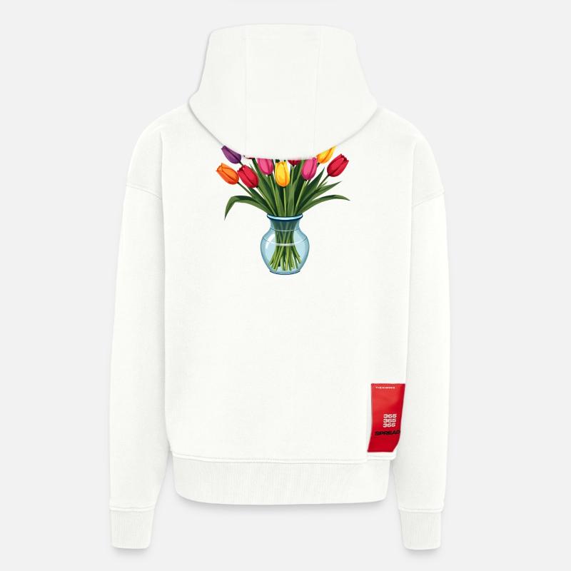 Tulipes - Veste à capuche bio épaisse oversize fabriqué en UE - OFF WHITE