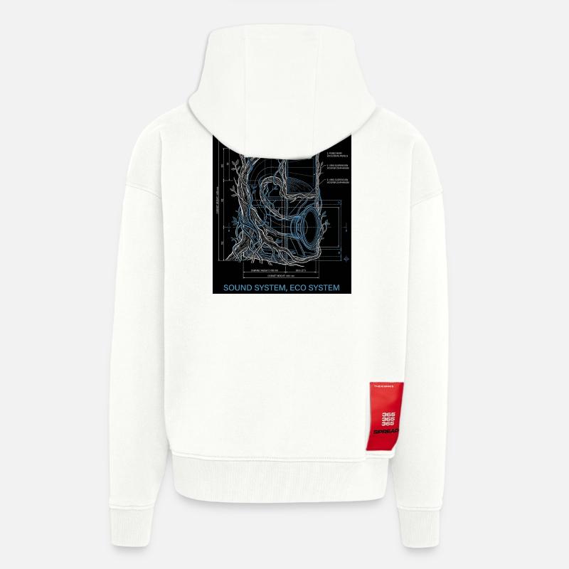 Système audio Eco - Veste à capuche bio épaisse oversize fabriqué en UE - OFF WHITE