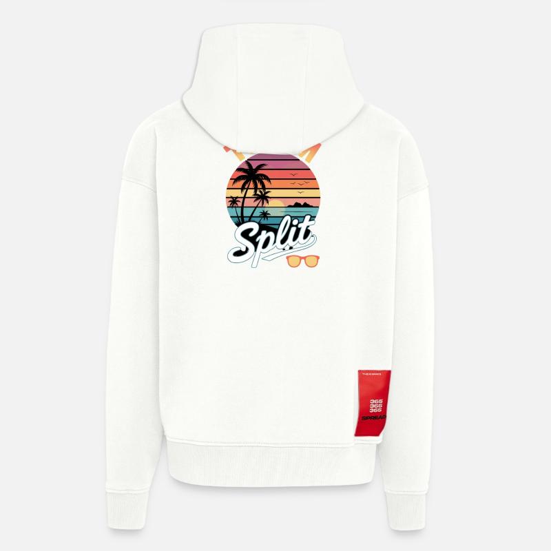 Équipe Split Sunset Tropics - Veste à capuche bio épaisse oversize fabriqué en UE - OFF WHITE