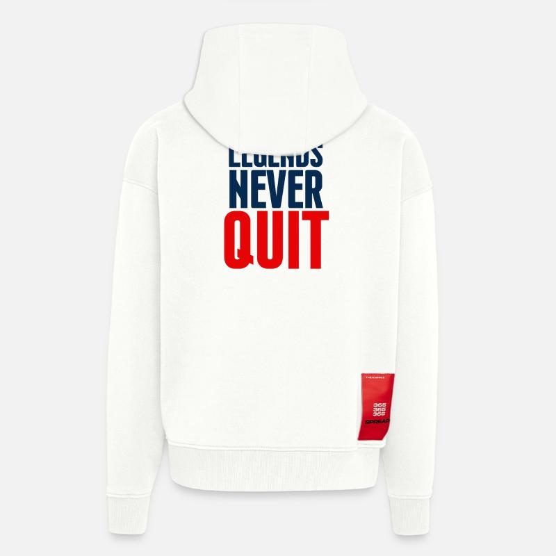 Legends Never Quit Bold - Veste à capuche bio épaisse oversize fabriqué en UE - OFF WHITE