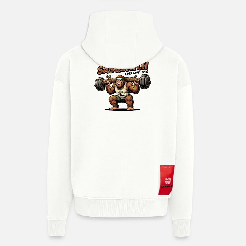Puissance de squat Sasquatch - Veste à capuche bio épaisse oversize fabriqué en UE - OFF WHITE