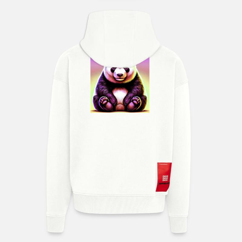 panda - Veste à capuche bio épaisse oversize fabriqué en UE - OFF WHITE