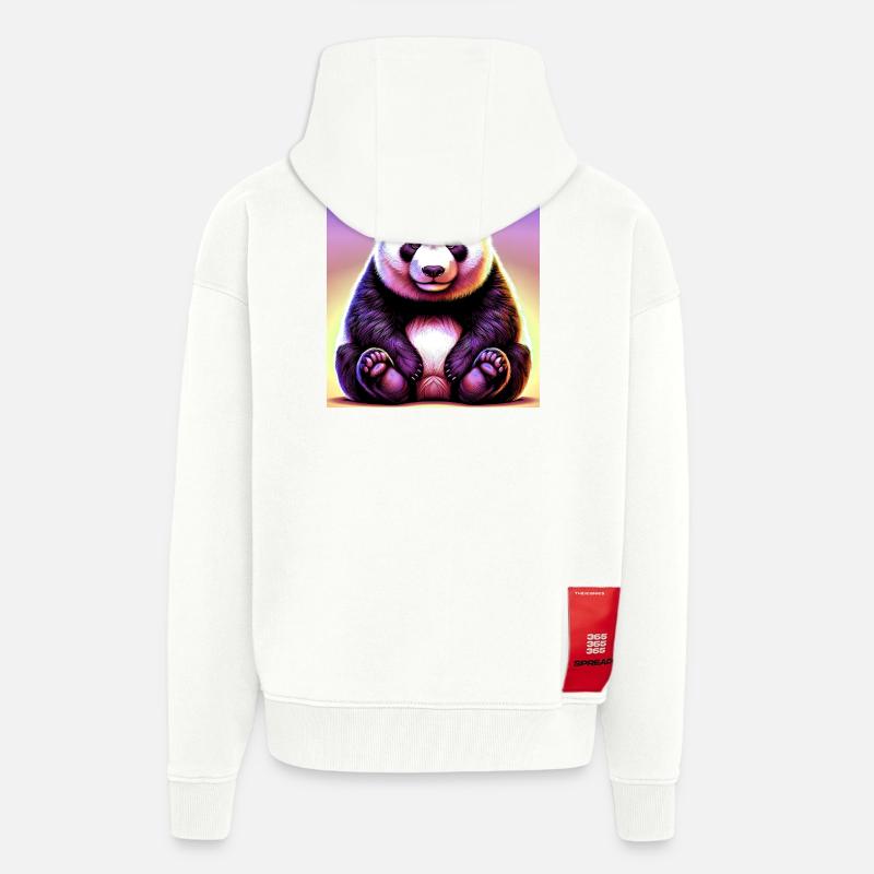 panda - Veste à capuche bio épaisse oversize fabriqué en UE - OFF WHITE