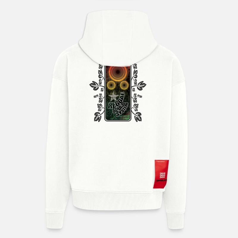 Brillance du système de son reggae - Veste à capuche bio épaisse oversize fabriqué en UE - OFF WHITE