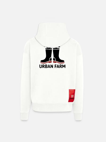 Urban Farm Rubber Boots Logo - Zip Hoodie - made by SPREAD - OFF WHITE