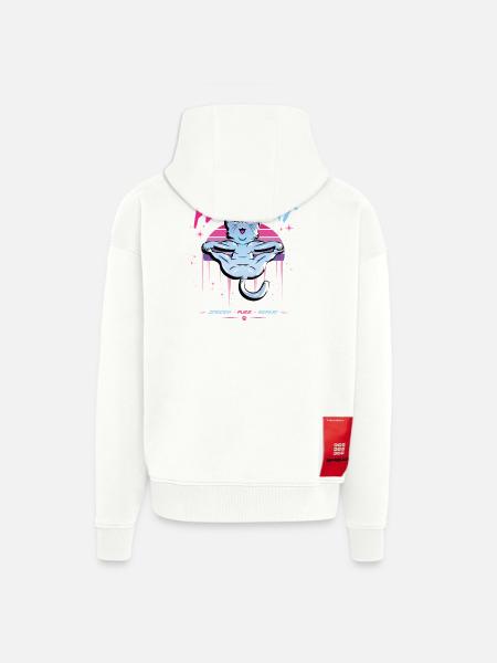 Flexi Cat stretches wonderfully - Zip Hoodie - made by SPREAD - OFF WHITE