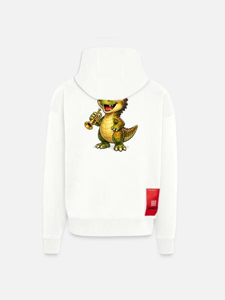Dino mit Trompete - Zip Hoodie - made by SPREAD - OFF WHITE